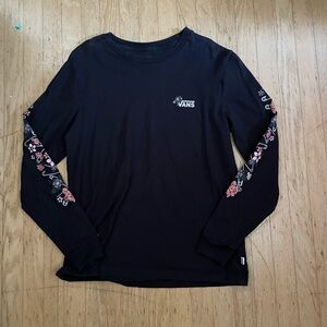 Vans Black Long Sleeve Shirt with Floral Sleeves